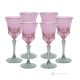 ADA Set 6 bicchieri vino calici stelo dipinti a mano autentici in vetro di qualità superiore.-Pink