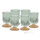 ADA Set 6 bicchieri acqua dipinti a mano autentici moderni in vetro di qualità superiore.-Green