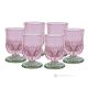 ADA Set 6 bicchieri acqua dipinti a mano autentici moderni in vetro di qualità superiore.-Pink