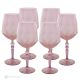 ALKIMIA Set 6 bicchieri acqua calici stelo dipinti a mano autentici in vetro di qualità superiore.-Pink