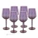 ALKIMIA Set 6 bicchieri acqua calici stelo dipinti a mano autentici in vetro di qualità superiore.-Purple