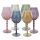 ALKIMIA Set 6 bicchieri vino calici stelo dipinti a mano autentici in vetro di qualità superiore.