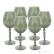 ALKIMIA Set 6 bicchieri vino calici stelo dipinti a mano autentici in vetro di qualità superiore.-Green