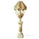 Lampada da tavolo con colonna in ceramica stile barocco, decorate con fiori e dettagli in oro