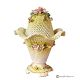 Lampada da tavolo in ceramica artistica pregiata, decorata con fiori e dettagli in oro, fatta a mano
