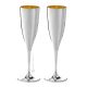 CALICI FLUTE Set 2 Calici Bicchieri Speciale Placcatura Oro Argento Fatto a Mano Made in Italy