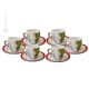 TAZZINE FICHI D'INDIA set 6 Tazzine con piattini da caffè espresso ceramica fatta a mano autentica Sicilia Made in Italy