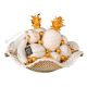 CESTO CON FRUTTA Decorazione da tavolo centrotavola ceramica artistica stile Barocco colore oro 24k cristalli swarovski 