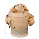BARATTOLO CON COPERCHIO Decorazione da tavolo centrotavola ceramica artistica stile Barocco colore oro 24k