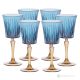 DOMINA Set 6 bicchieri acqua calici stelo dipinti a mano autentici in vetro di qualità superiore.