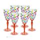 LAURUS Set 6 bicchieri vino calici stelo dipinti a mano autentici in vetro di qualità superiore.