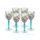 OASIS Set 6 bicchieri vino calici stelo dipinti a mano autentici in vetro di qualità superiore.