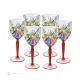 OASIS Set 6 bicchieri vino calici stelo dipinti a mano autentici in vetro di qualità superiore.