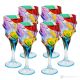 CALYPSO Set 6 bicchieri calici stelo dipinti a mano autentici moderni in cristallo.