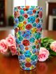LISBOA Vaso dipinto a mano autentico moderno decorativo in cristallo.