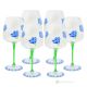 ALIZEE Set 6 bicchieri acqua calici stelo dipinti a mano autentici in vetro di qualità superiore.