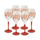 MONTECARLO Set 6 bicchieri vino calici stelo dipinti a mano autentici in vetro di qualità superiore.