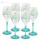 MONTECARLO Set 6 bicchieri acqua calici stelo dipinti a mano autentici in vetro di qualità superiore.