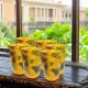 Set 6 bicchieri in vetro soffiato con intarsi realizzati in vetro fusione, vero artigianato di Murano.