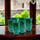 Set 6 bicchieri in vetro soffiato con intarsi realizzati in vetro fusione, vero artigianato di Murano.