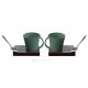 KRISTIAN 1 set 2 tazze con portatazza in legno e cucchiaino porcellana stile moderno fatto a mano autentico Made in Italy