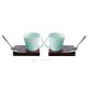 KRISTIAN 1 set 2 tazze con portatazza in legno e cucchiaino porcellana stile moderno fatto a mano autentico Made in Italy