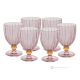 MILA Set 6 bicchieri vino calici stelo dipinti a mano autentici in vetro di qualità superiore.