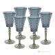 MISTRAL Set 6 bicchieri acqua calici stelo dipinti a mano autentici in vetro di qualità superiore.