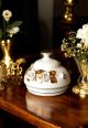 BISCOTTIERA Decorazione da tavolo ceramica artistica stile Barocco colore oro 24k cristalli swarovski