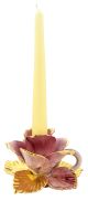 PORTACANDELE ROSA Candeliere Ceramica Creazioni Artistiche Barocco Oro 24k Made in Italy