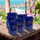 Set 6 bicchieri in vetro soffiato con intarsi realizzati in vetro fusione, autentico di Murano.