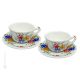 TAZZE ROSESPINE set 2 tazze da tè cappucino con piattino ceramica di Castelli fatta a mano autentica Abruzzo Made in Italy