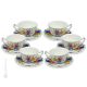 TAZZE ROSESPINE set 6 tazze da tè cappucino con piattino ceramica di Castelli fatta a mano autentica Abruzzo Made in Italy