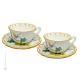 TAZZE UCCELLINI set 2 tazze da tè cappucino con piattino ceramica di Castelli fatta a mano autentica Abruzzo Made in Italy