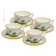 TAZZE UCCELLINI set 4 tazze da tè cappucino con piattino ceramica di Castelli fatta a mano autentica Abruzzo Made in Italy
