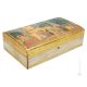 SCATOLA in legno decorata con foglia oro e con stampa riproduzione del 1800 cofanetto scrigno fatto e dipinito a mano Made in Italy