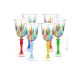 CALICE VINO ROSSO MELODIA Set 6 Calici bicchieri vino cristallo dipinti a mano Venezia autentico Made in Italy 