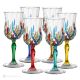 CALICE VINO ROSSO OPERA Set 6 Calici bicchieri vino cristallo dipinti a mano Venezia autentico Made in Italy 